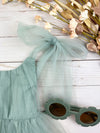 blakely tulle bow dress || sage