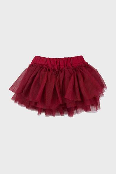 3 tiered tulle skirt || crimson
