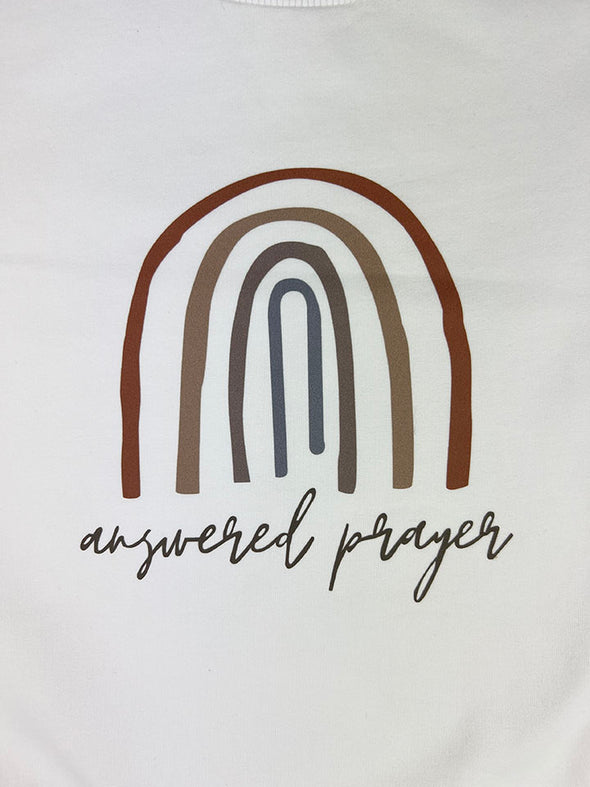 answered prayer sweatshirt onesie || white