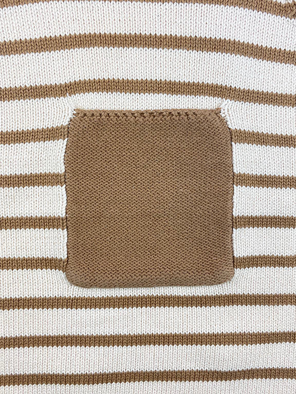 jack knitted romper || latte stripe