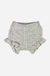 ember knitted ruffle short || cream speckle