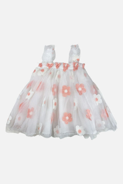 tulle floral dress || white/pink