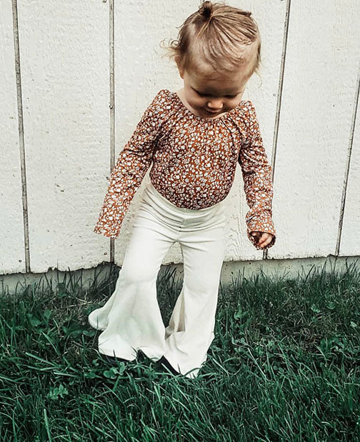 faux suede bell bottoms || cream