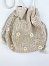 straw daisy purse || beige
