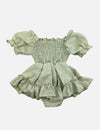 bianca ruffle onesie dress set || green tea