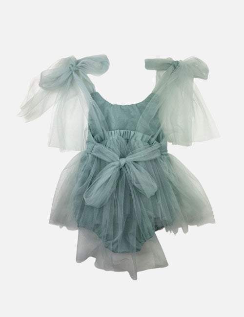 blakely tulle bow dress || sage