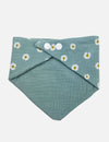 handkerchief bib and bow set || teal daisy