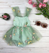 fallon summer floral tulle bow dress || pastel green