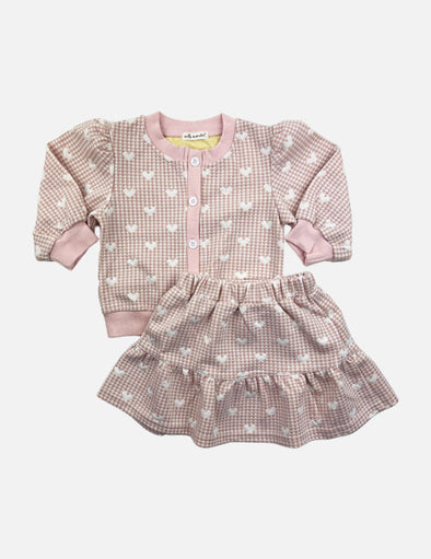 i heart you cardigan & skirt set || blush