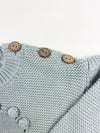 heart pom knitted sweater || dusty blue