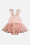 polka dot tulle onesie dress || peachy pink