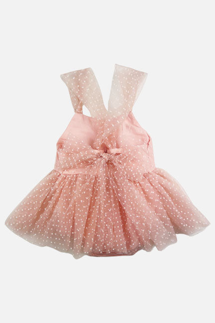 polka dot tulle onesie dress || peachy pink