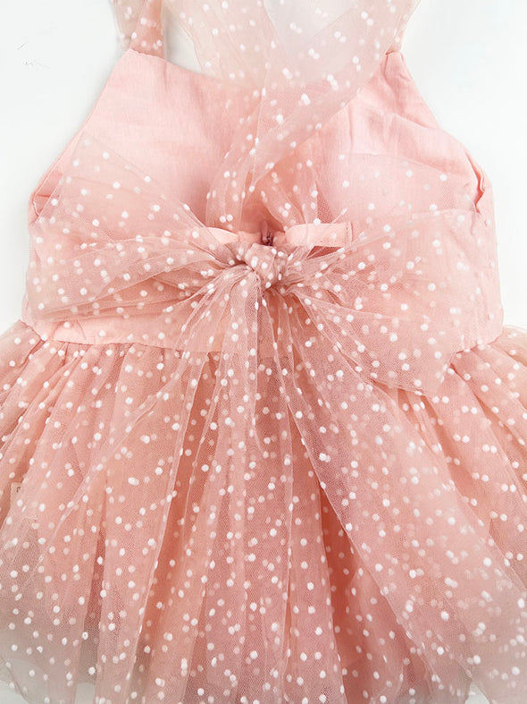 polka dot tulle onesie dress || peachy pink