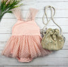 polka dot tulle onesie dress || peachy pink