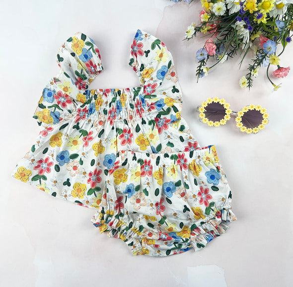 ida ruffle 2 pc set || bright floral