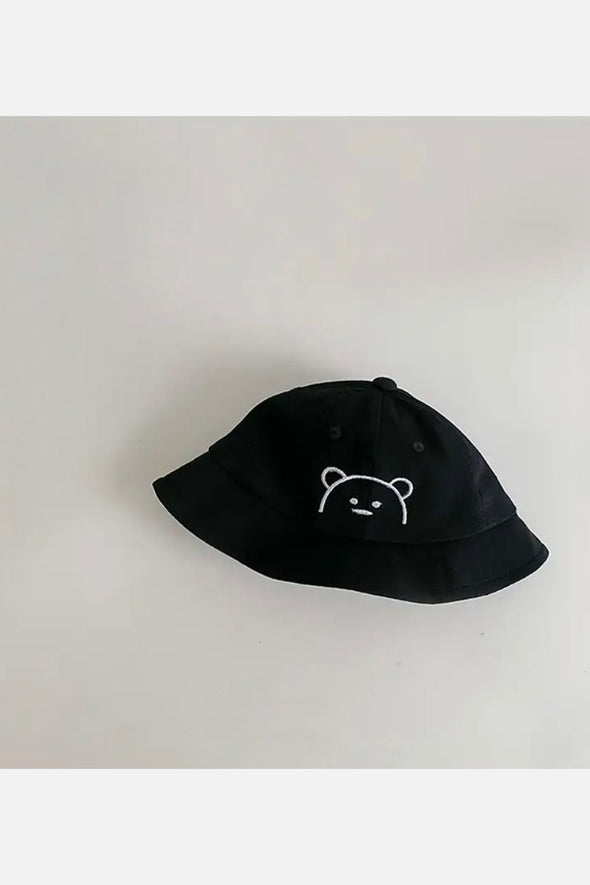bear canvas bucket hat || black