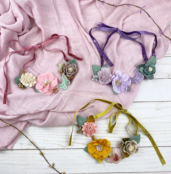 embellished floral tie headband || lavender