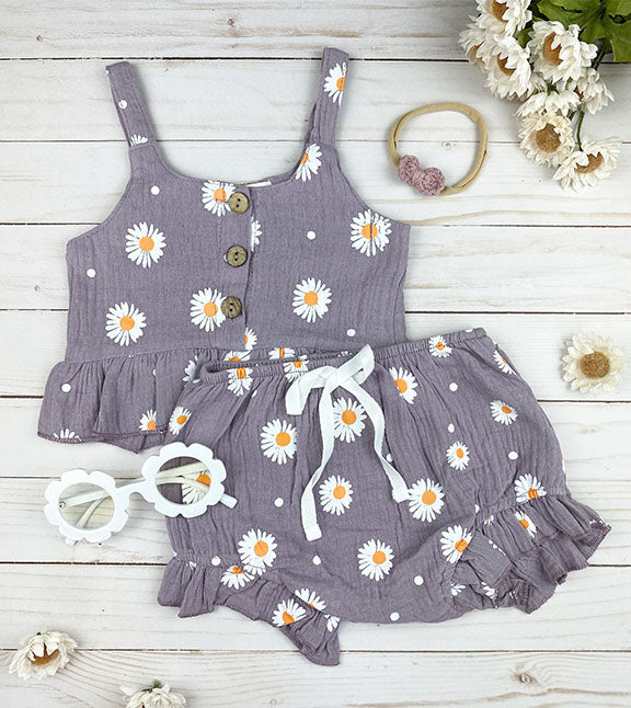 daisy 2 pc linen set || lavender