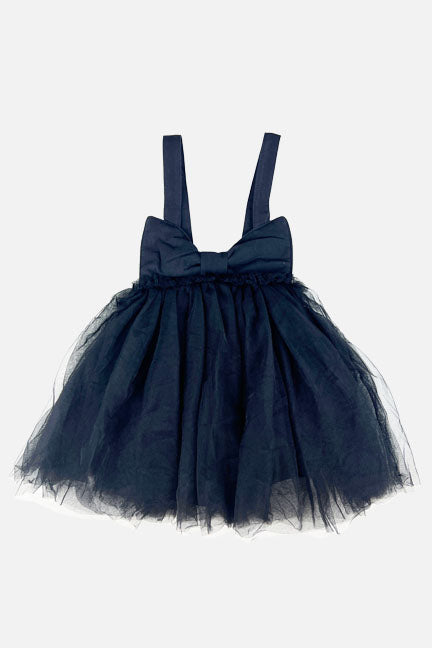 meadow big bow onesie dress || black