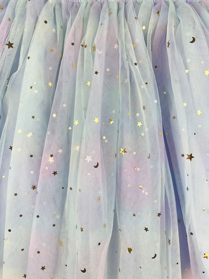 Milk Monster Tulle Moon & Stars Dress || Blue Rainbow 18-24 Months