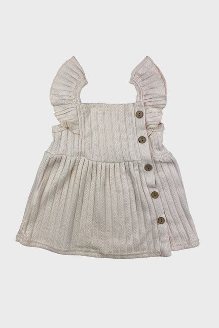 abby knitted ruffle dress || cream