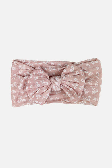 nylon big bow headband || baby pink floral