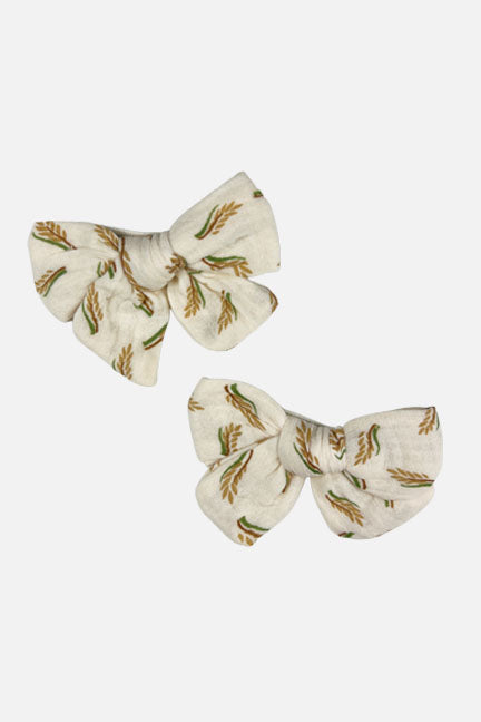big bow linen hair clip set || fall stock