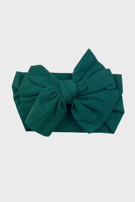 nylon big bow headband || emerald