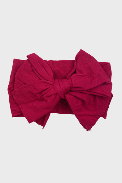 nylon big bow headband || cranberry