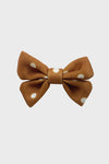 bow hair clip || gold polka dot