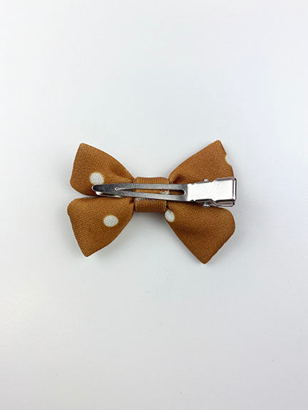 bow hair clip || gold polka dot