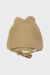 bear knitted bonnet || sand