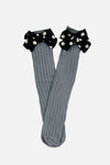 big bow polka dot knee high socks || stone