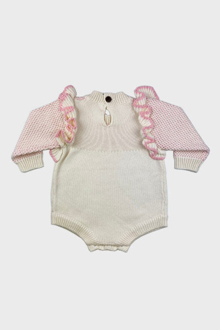 vera knitted onesie || cream/pink