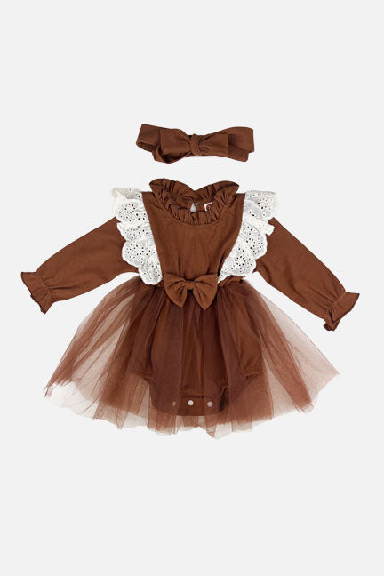 fall flutter tulle dress || chocolate