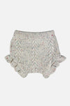ember knitted ruffle short || cream speckle