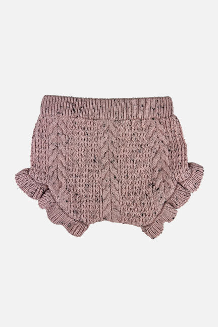 ember knitted ruffle short || rose speckle