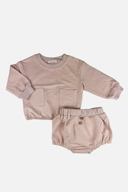 patch pocket 2 pc sweatshirt set || cradle pink