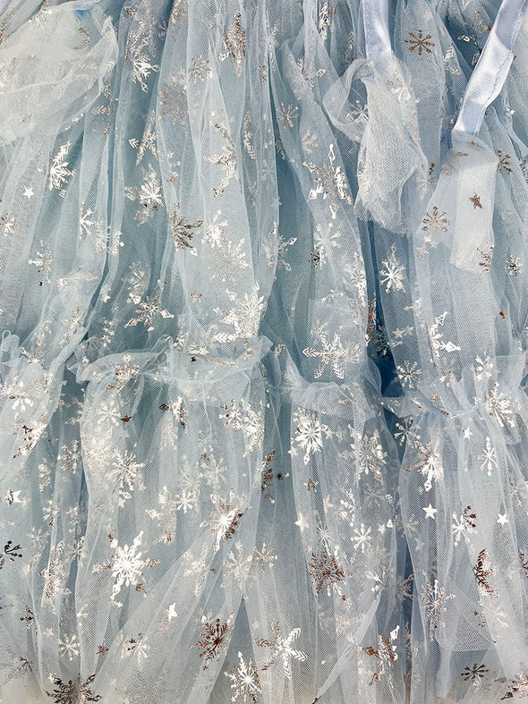 tulle snowflake tie dress || ice blue