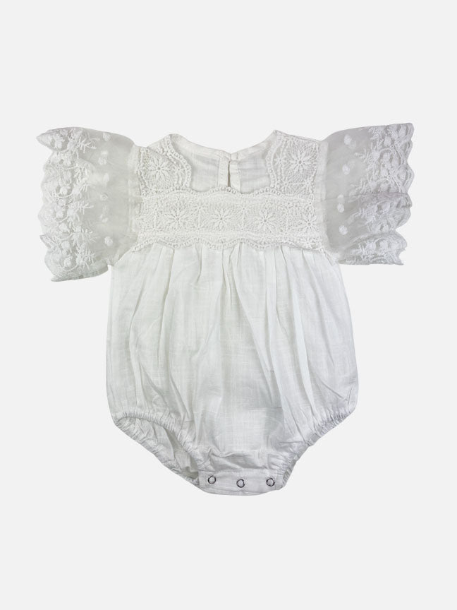 amelie lace onesie || white