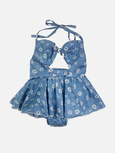 daisy chambray dress || blue