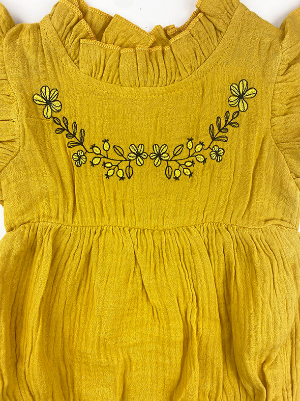 mia embroidered onesie || gold