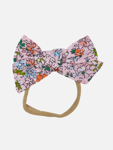floral bow headband || pink
