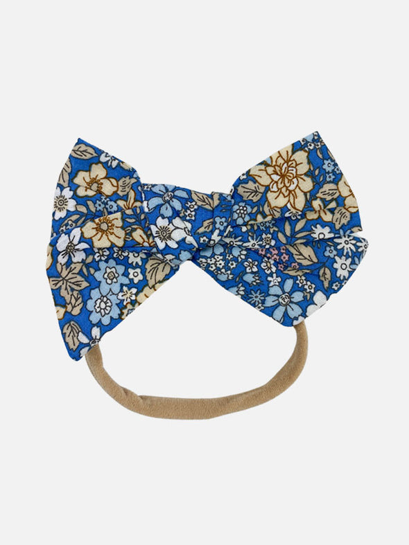 floral bow headband || blue