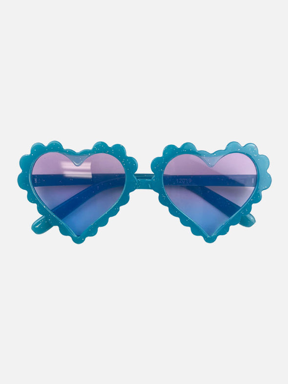 glitter heart sunglasses || blue jewel