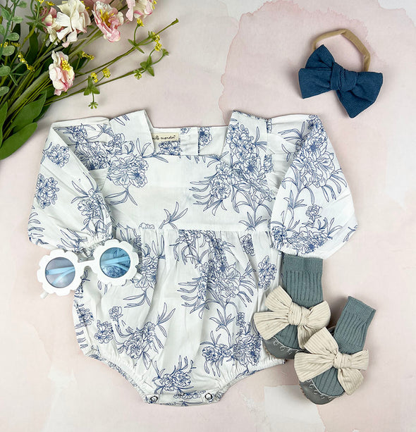 gemma floral onesie || cobalt