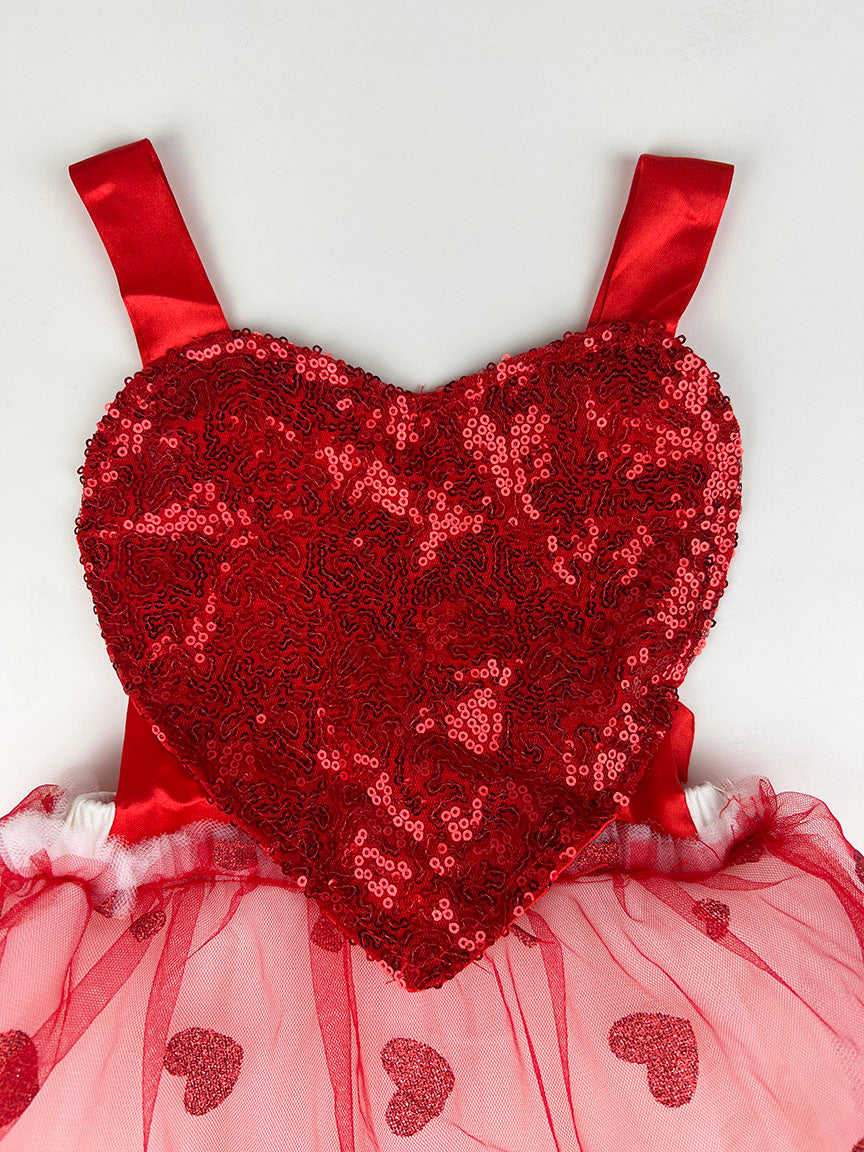 sequin heart onesie dress || crimson/white 3T sequin heart onesie dress || crimson/white 3T