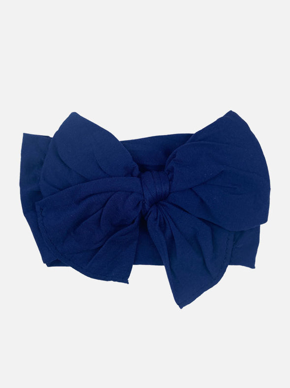 nylon big bow headband || navy
