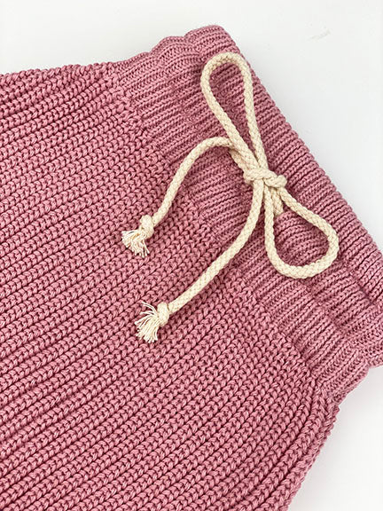 knitted high waist short || rose