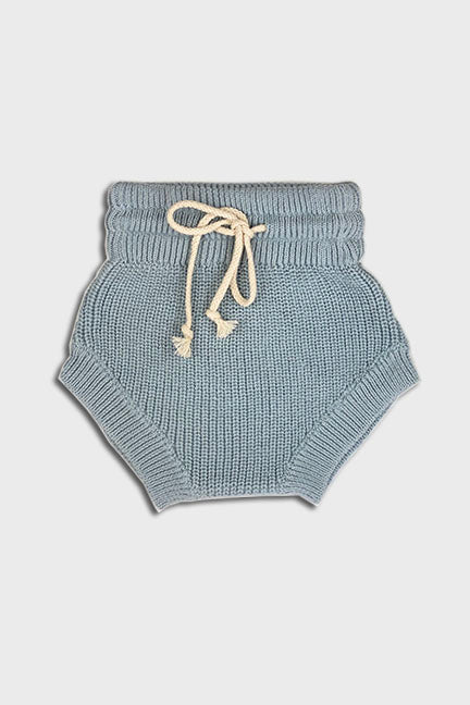 knitted high waist short || vintage blue